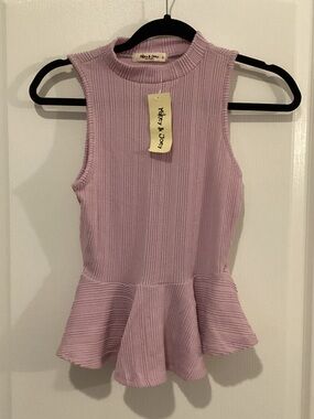 Miley & Lucy Lavender Ribbed Peplum Tank Top